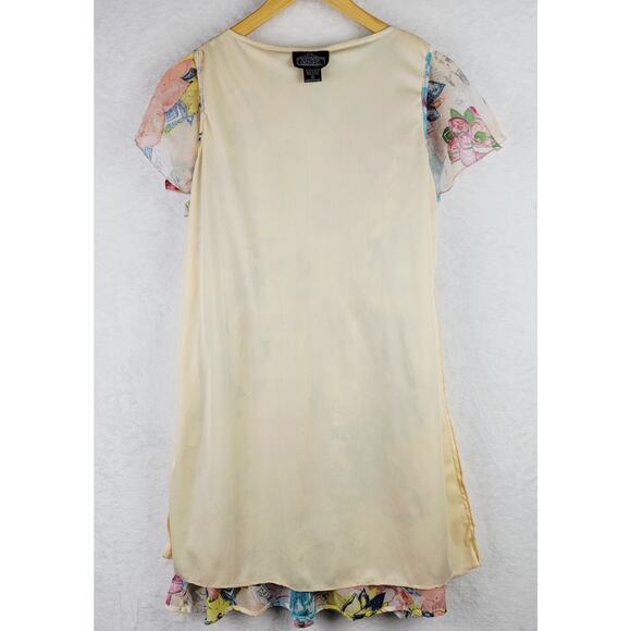 Whimsical L Midi Sun Dress Fairycore Romantic Colorful Floral Ruffle Sleeveless - Picture 7 of 10